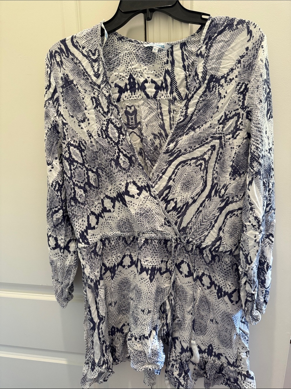 Snake Print V-Neck dress or coverup  in Navy and White